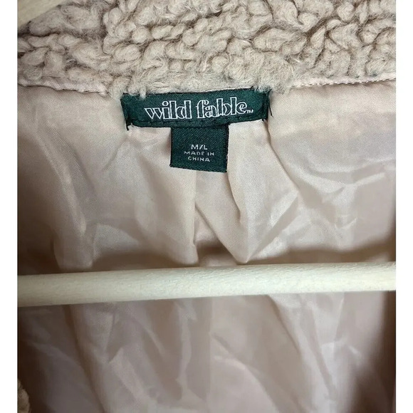 Wild Fable Oversized Sherpa Faux Fur Zip-Up Teddy Coat Size M/L Tan Women’s - Picture 3 of 6